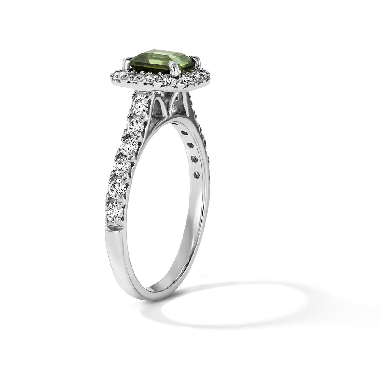 One of a Kind Cushion Green Tourmaline Engagement Ring (1.15tw) 2