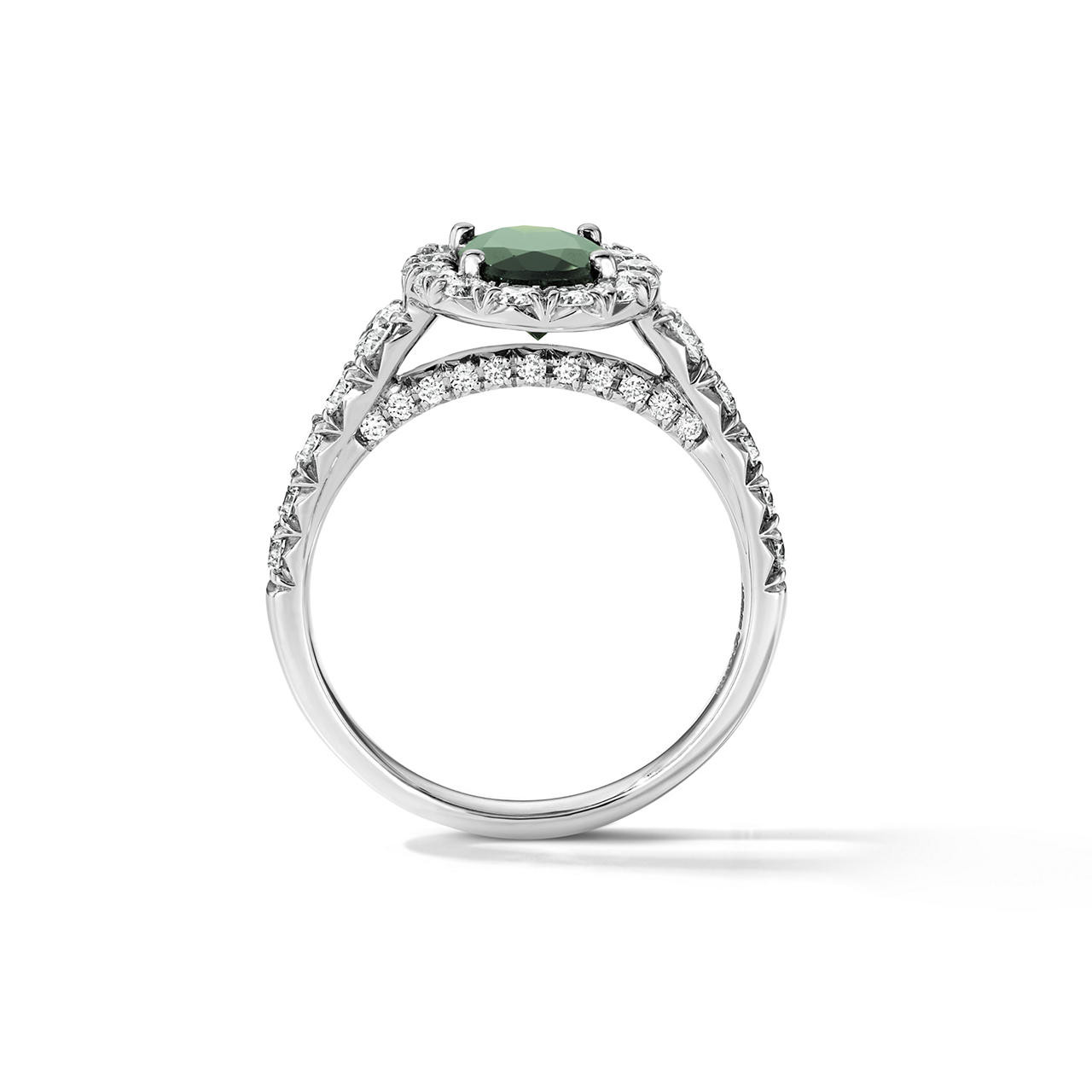One of a Kind Oval Green Tourmaline Engagement Ring (1.22tw) 3