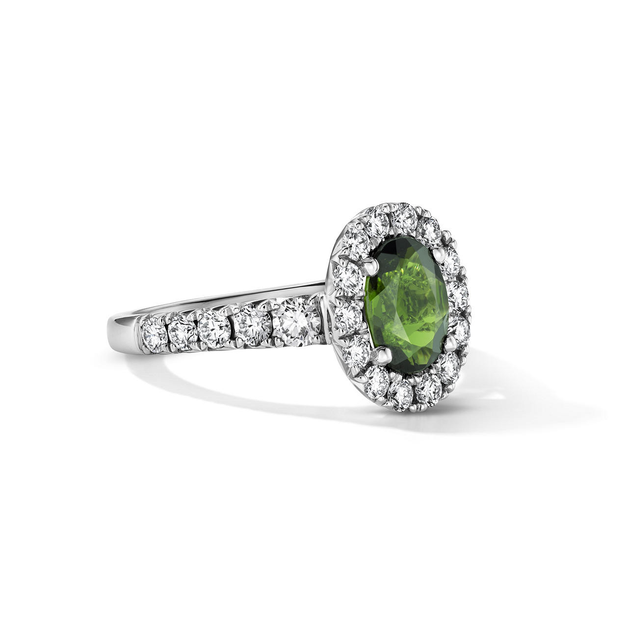 One of a Kind Oval Green Tourmaline Engagement Ring (1.23tw) 1