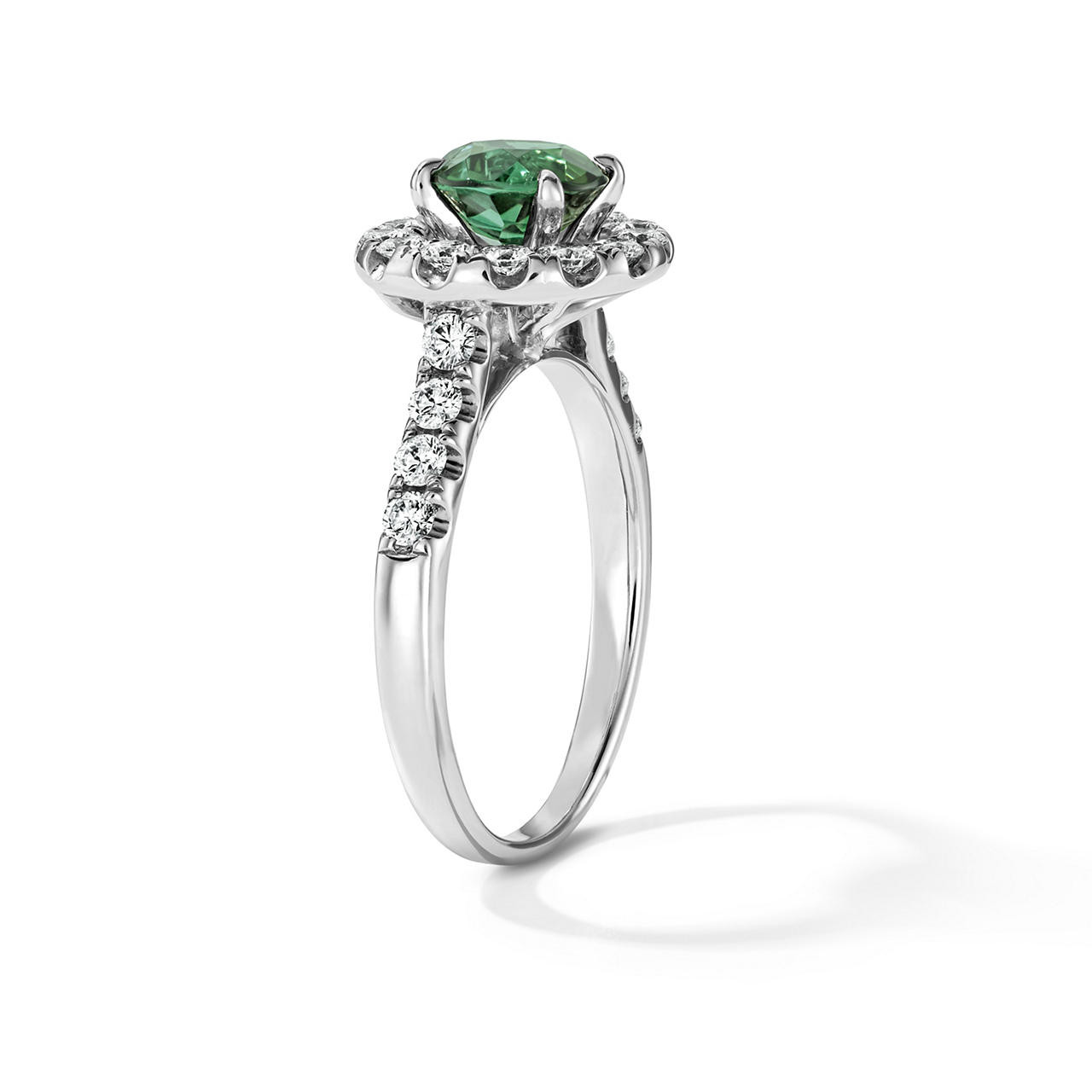 One of a Kind Round Green Tourmaline Engagement Ring (1.04tw) 2