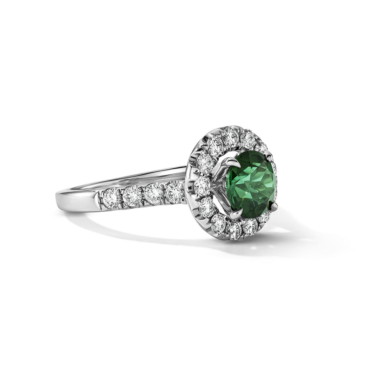 One of a Kind Round Green Tourmaline Engagement Ring (1.04tw) 1