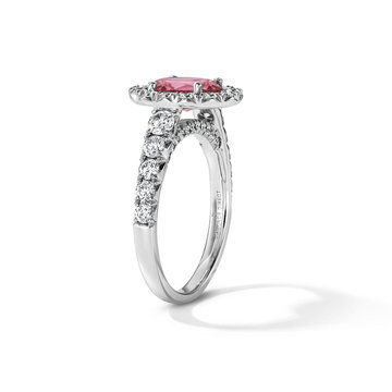 One of a Kind Oval Pink Tourmaline Engagement Ring (1.03tw) In Solid 14K White Gold