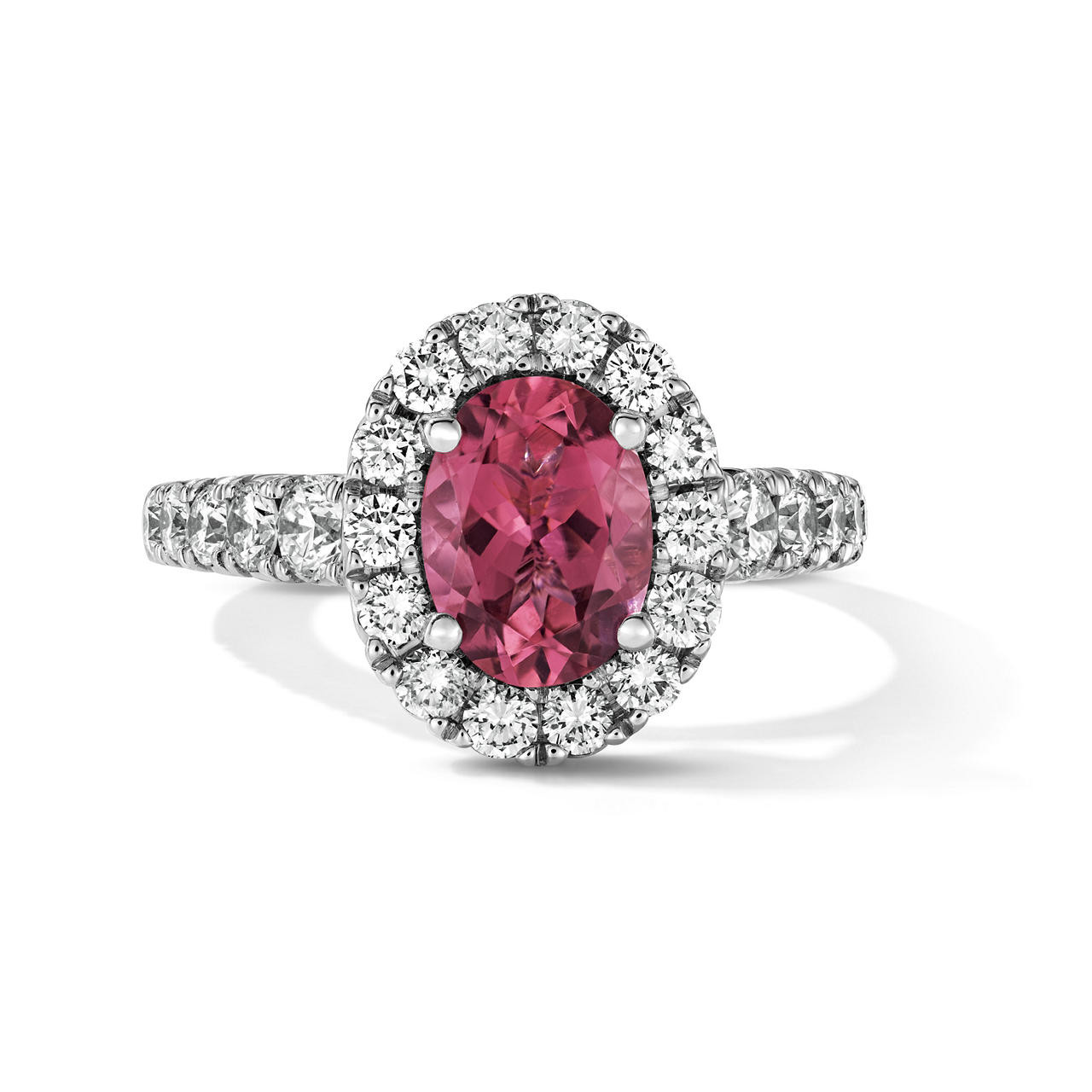 One of a Kind Oval Pink Tourmaline Engagement Ring (1.15tw)