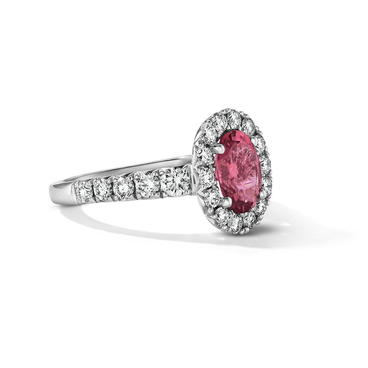 One of a Kind Oval Pink Tourmaline Engagement Ring (1.15tw)