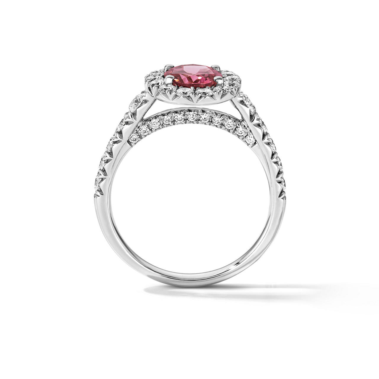 One of a Kind Oval Pink Tourmaline Engagement Ring (1.15tw)