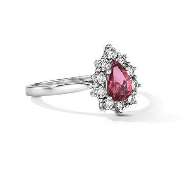 One of a Kind Pear Pink Tourmaline Engagement Ring (0.59tw) In White Gold 14K