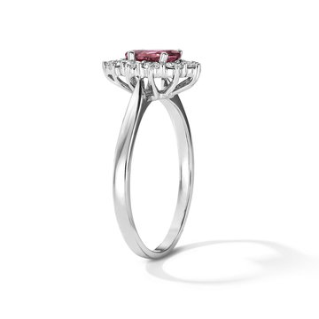 One of a Kind Pear Pink Tourmaline Engagement Ring (0.59tw) In White Gold 14K
