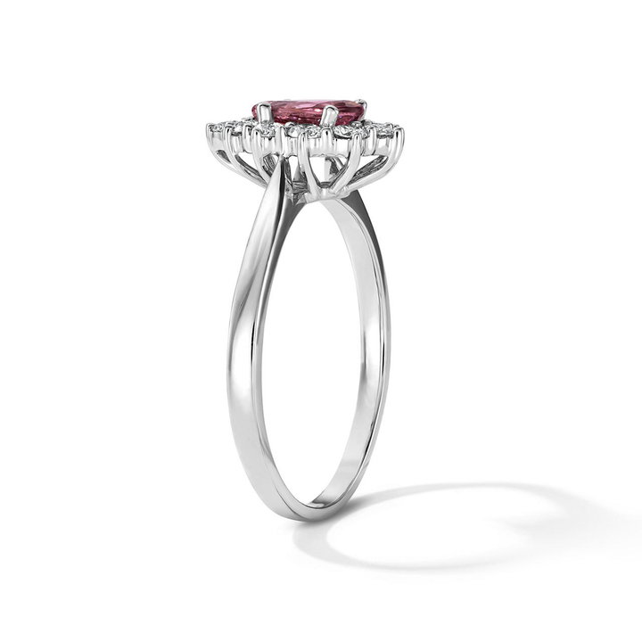 One of a Kind Pear Pink Tourmaline Engagement Ring (0.59tw) In White Gold 14K