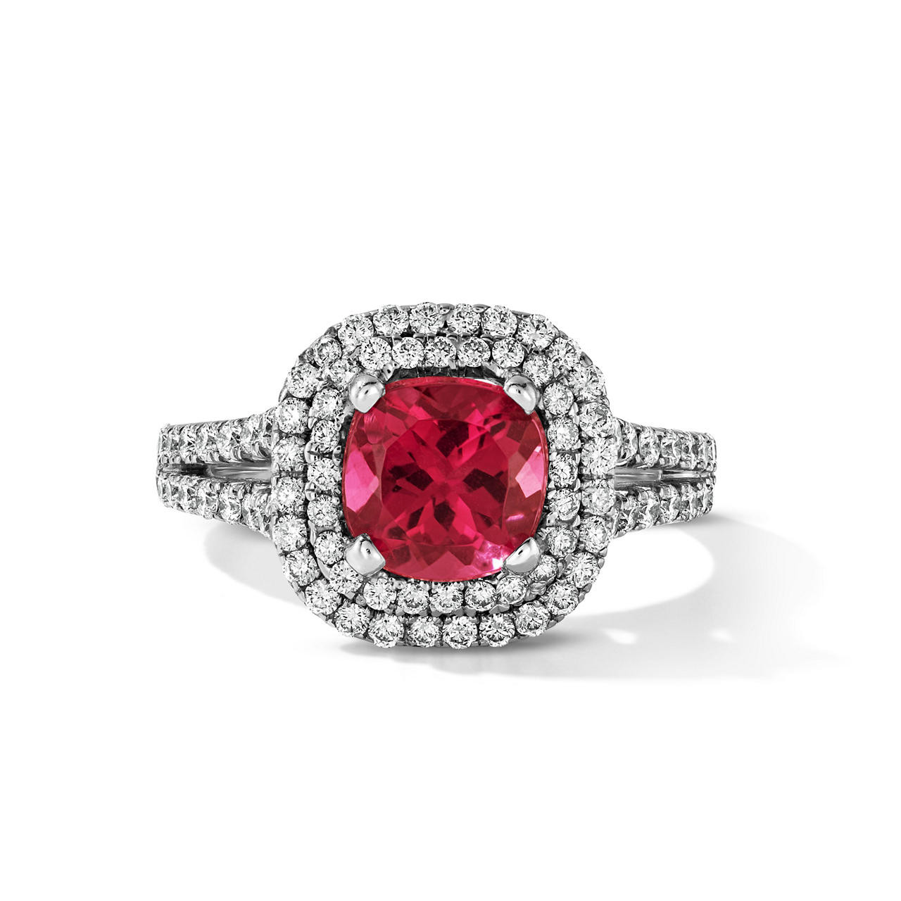 One of a Kind Cushion Pink Tourmaline Engagement Ring (1.45tw) 0