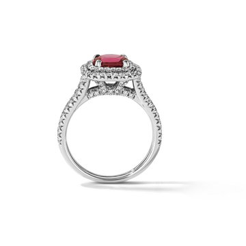 One of a Kind Cushion Pink Tourmaline Engagement Ring (1.45tw) In Solid 14K White Gold