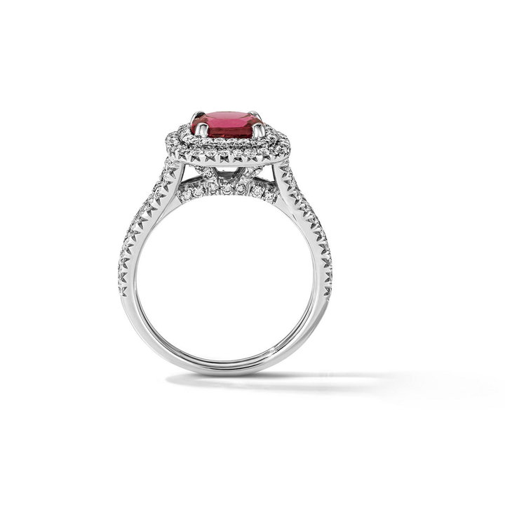 One of a Kind Cushion Pink Tourmaline Engagement Ring (1.45tw) In Solid 14K White Gold