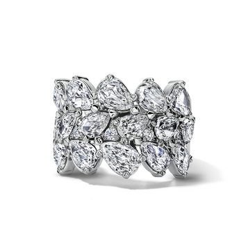 Sculptural Triple Row Diamond Band (3.97tw) In White Gold 18K