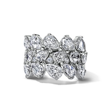 Sculptural Triple Row Diamond Band (3.97tw) In Solid 18K White Gold