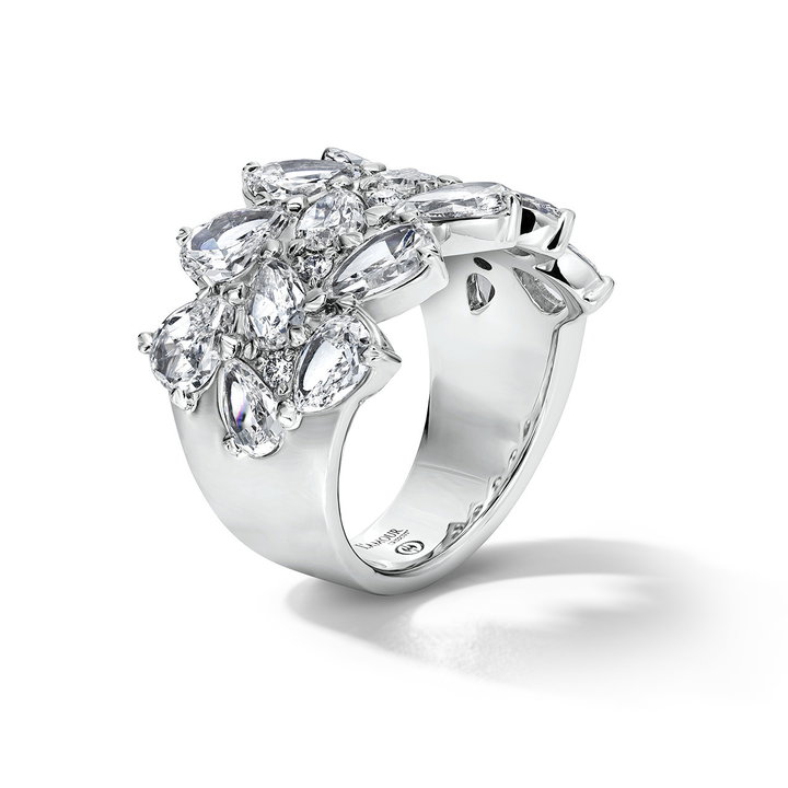 Sculptural Triple Row Diamond Band (3.97tw) In Solid 18K White Gold