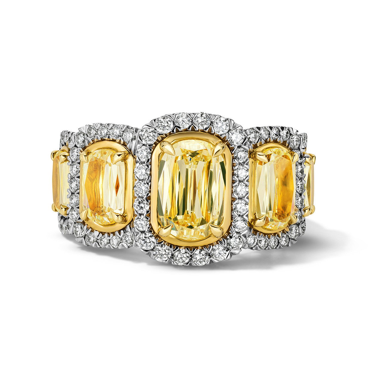 Fancy Light Yellow Halo Diamond Ring (3.34tw) 0