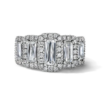 Emerald-Cut Halo Diamond Band (2.35tw) In Solid 18K White Gold