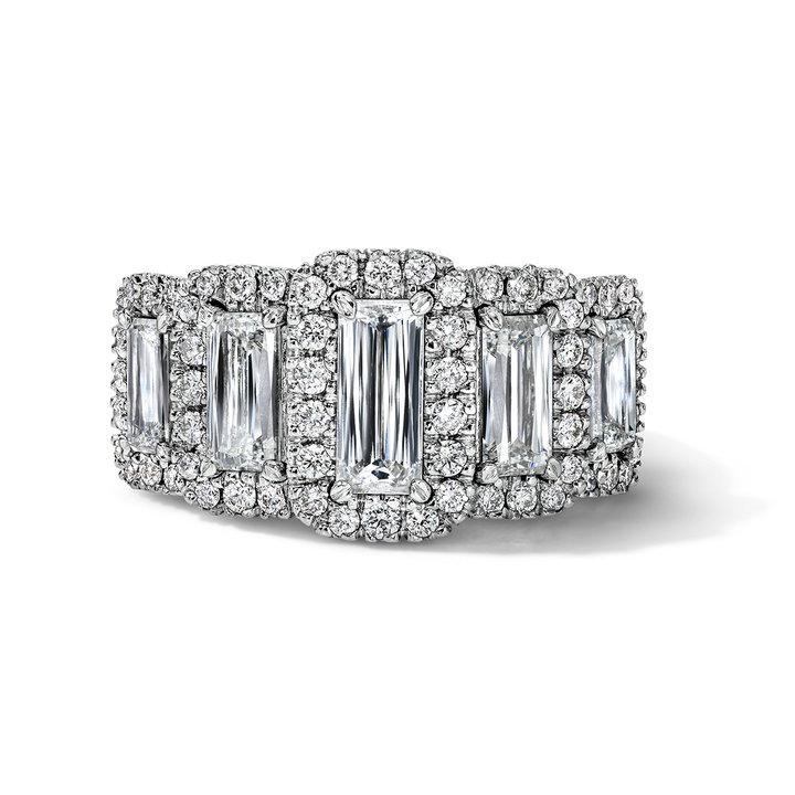 Emerald-Cut Halo Diamond Band (2.35tw) In Solid 18K White Gold