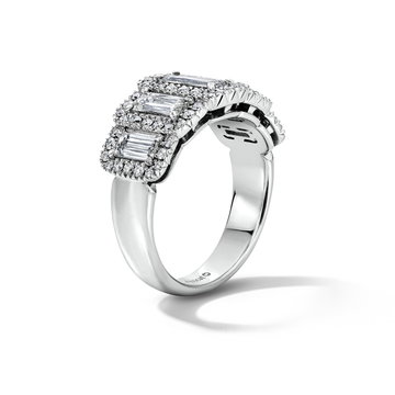 Emerald-Cut Halo Diamond Band (2.35tw) In Solid 18K White Gold