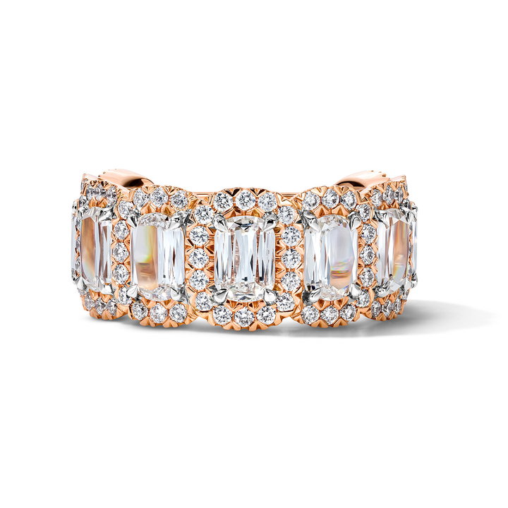 Elongated Cushion Halo Diamond Ring (4.63tw) In Solid 18K Rose Gold