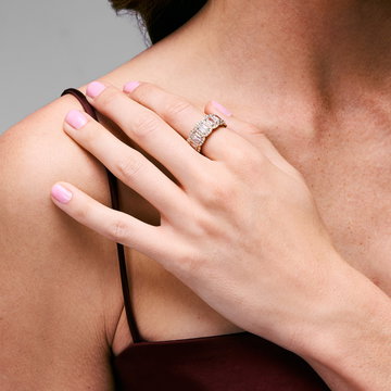 Elongated Cushion Halo Diamond Ring (4.63tw) In Solid 18K Rose Gold