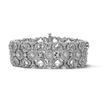 Motif Open Diamond Design Bracelet (2.70tw) In Solid 18K White Gold