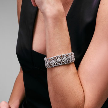 Motif Open Diamond Design Bracelet (2.70tw) In Solid 18K White Gold