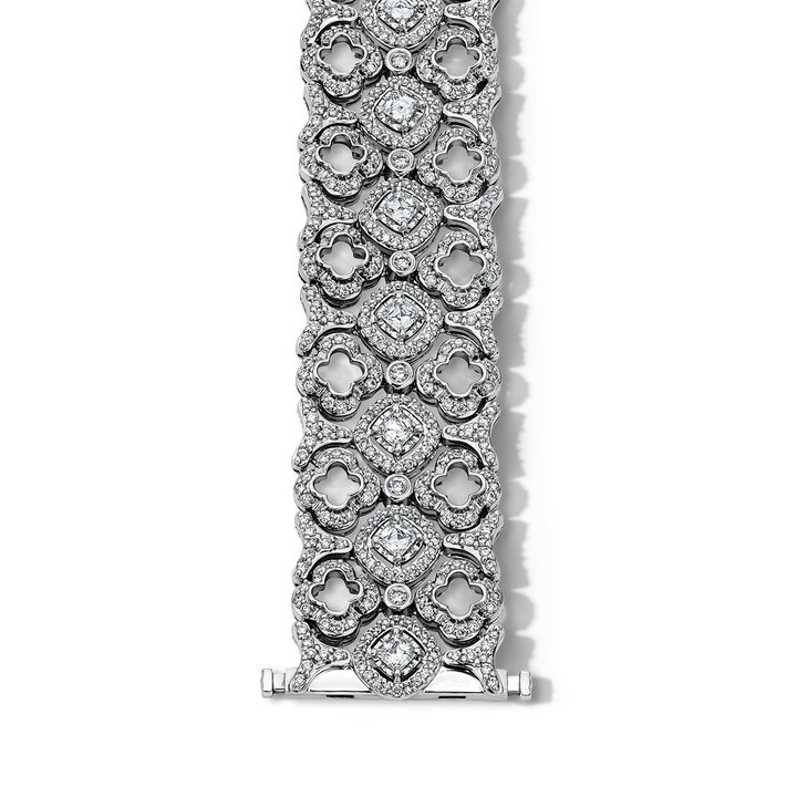 Motif Open Diamond Design Bracelet (2.70tw) In Solid 18K White Gold