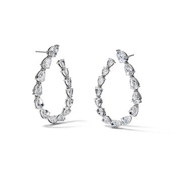 Open Pear Shaped Diamond Earrings (7.48tw) In Solid 14K White Gold