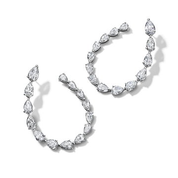Open Pear Shaped Diamond Earrings (7.48tw) In White Gold 14K