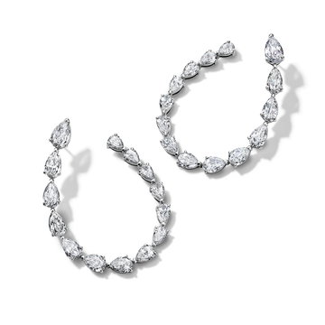 Open Pear Shaped Diamond Earrings (7.48tw) In Solid 14K White Gold