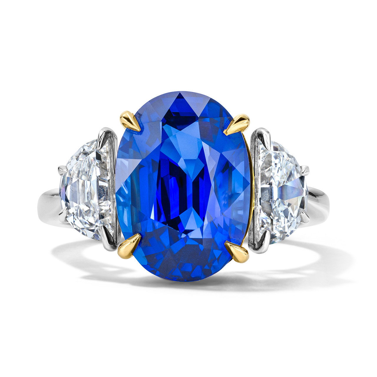 Blue Sapphire Three Stone Engagement Ring (6.01tw) 0
