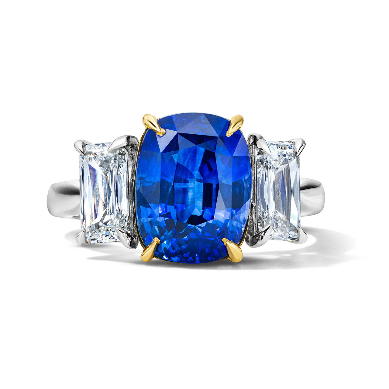 Blue Sapphire Three Stone Engagement Ring (5.12tw) 0