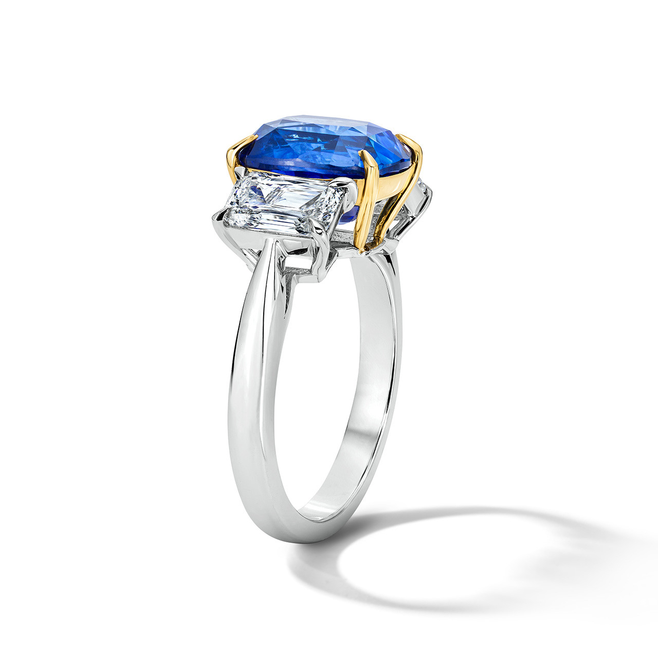 Blue Sapphire Three Stone Engagement Ring (5.12tw) 1