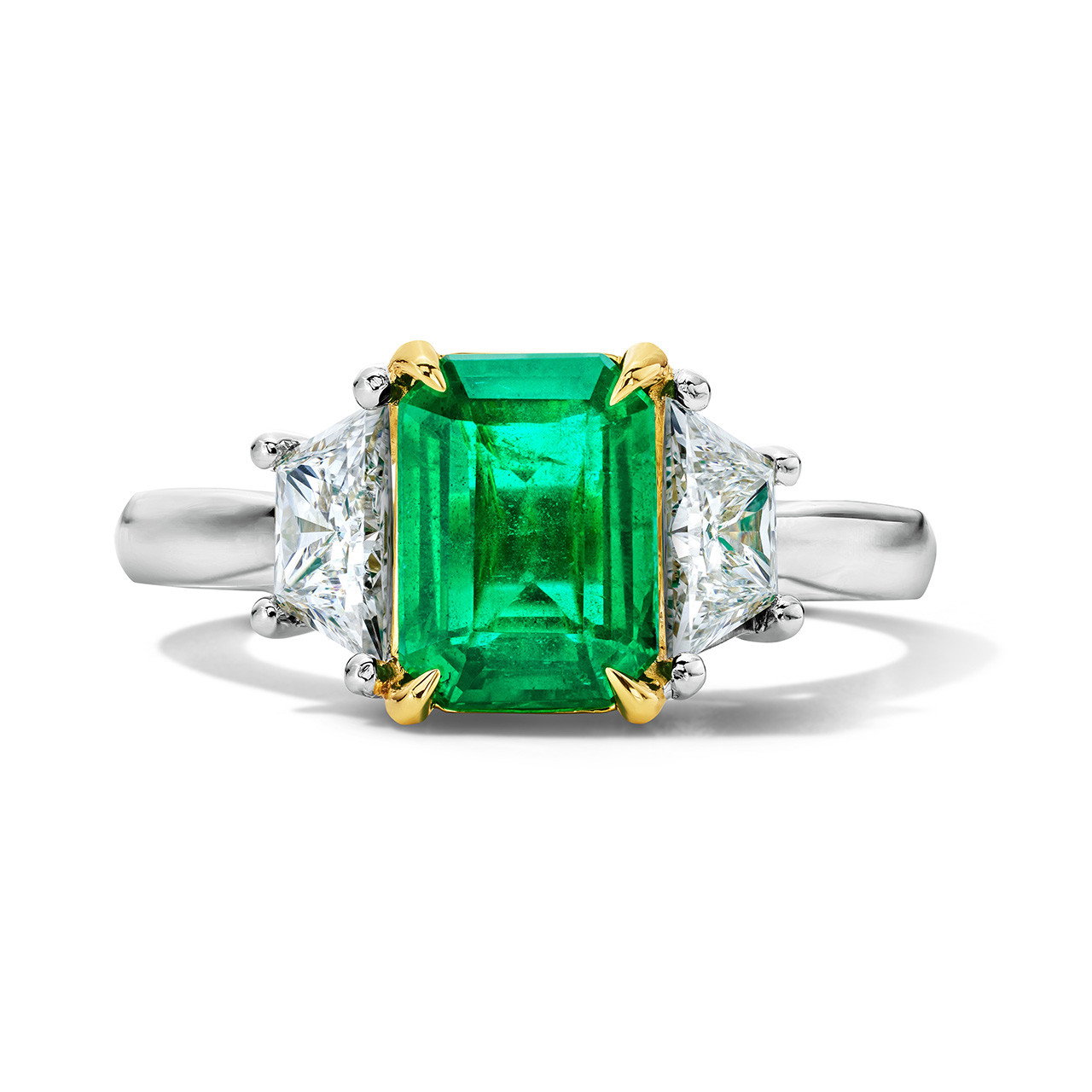 Green Emerald Three Stone Engagement Ring (1.62tw) 0