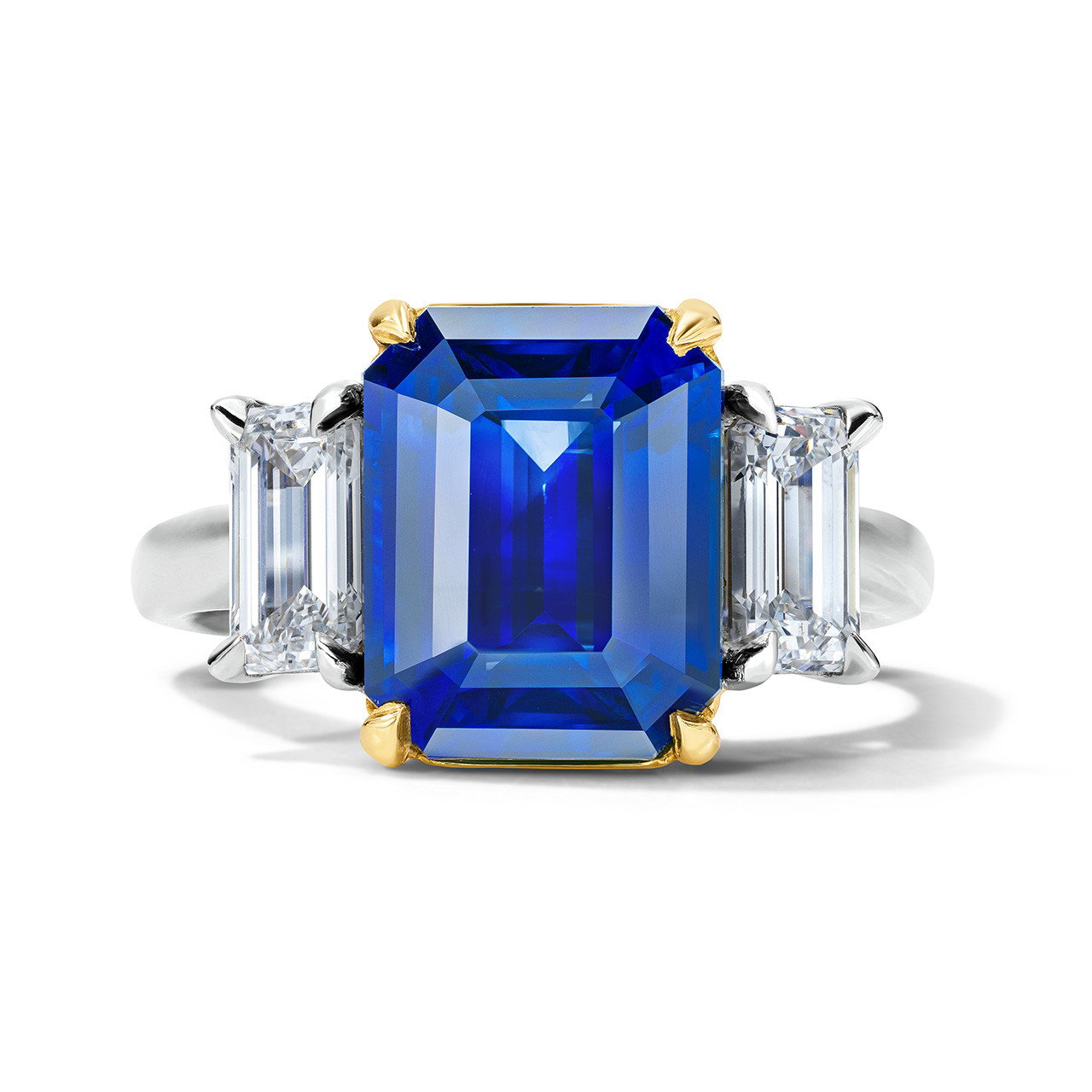 Blue Sapphire Three Stone Engagement Ring (4.81tw) 0