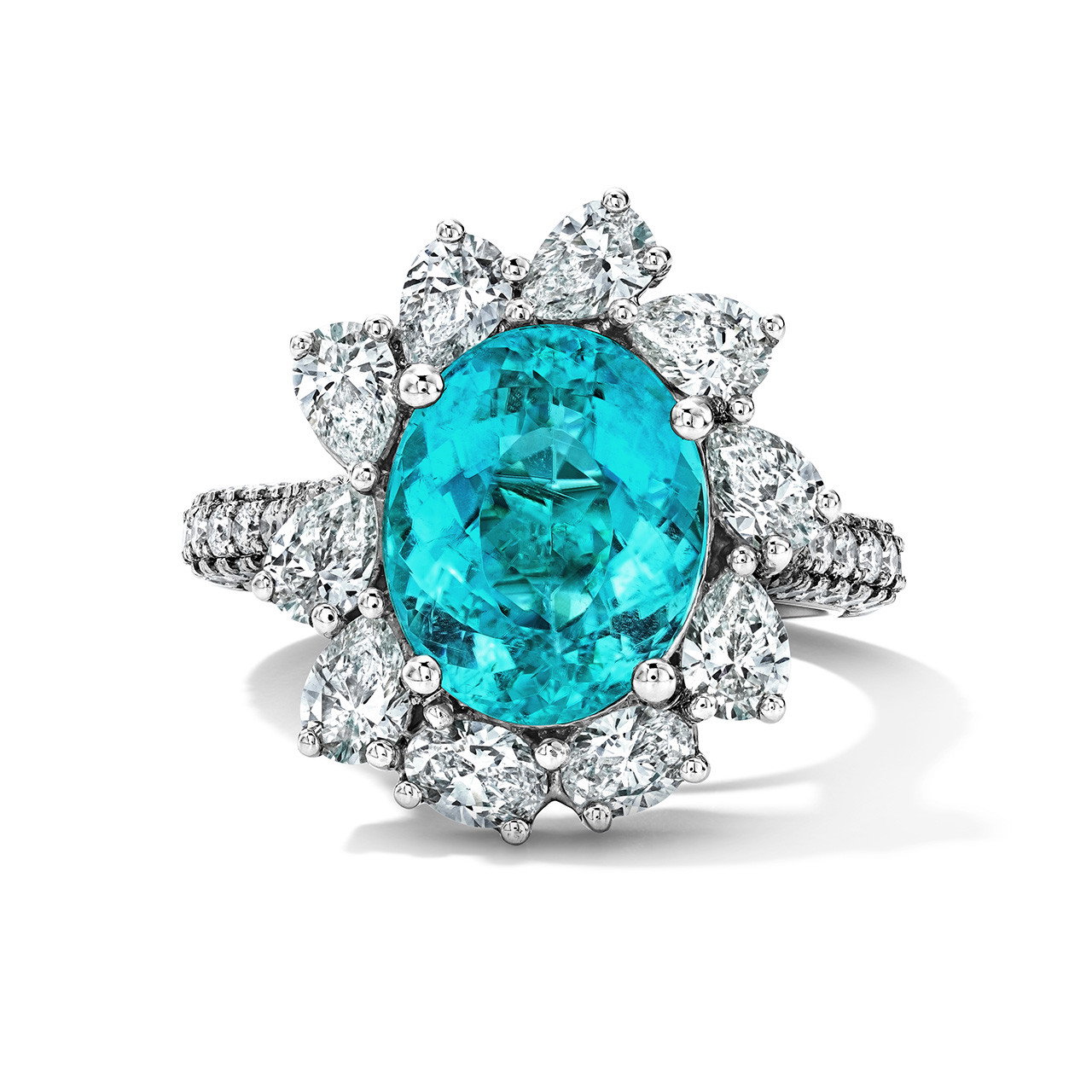 Paraiba Tourmaline Halo Engagement Ring (3.87tw) 0