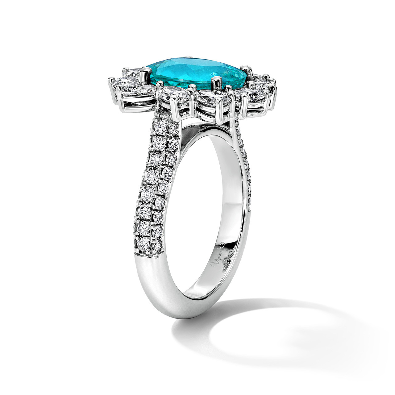 Paraiba Tourmaline Halo Engagement Ring (3.87tw) 1