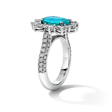 Paraiba Tourmaline Halo Engagement Ring (3.87tw) In Platinum
