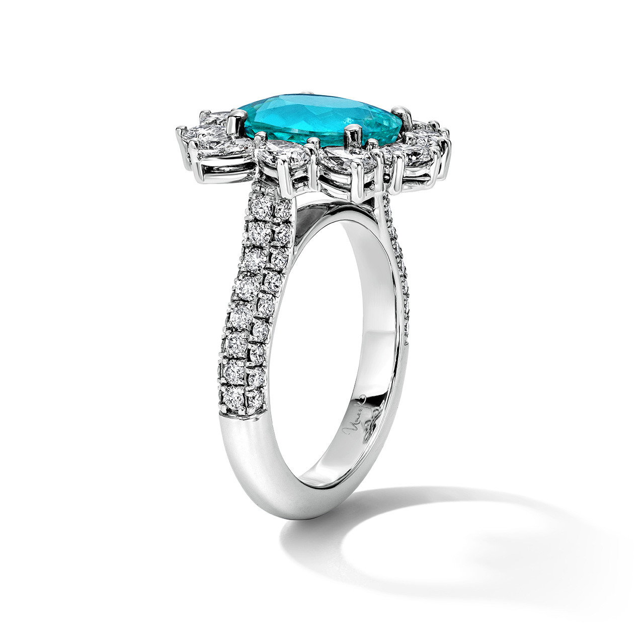 Paraiba Tourmaline Halo Engagement Ring (3.87tw)