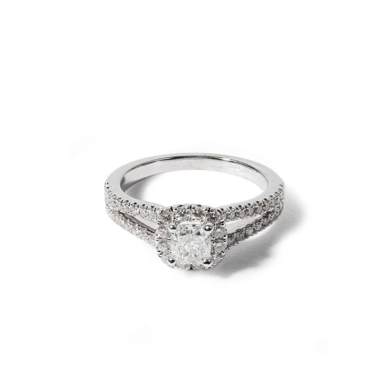 Cushion Diamond Halo Split Engagement Ring 0