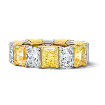 Fancy Yellow (7.80tw) & Diamond (5.67tw) Eternity Band In White And Yellow Gold 18K