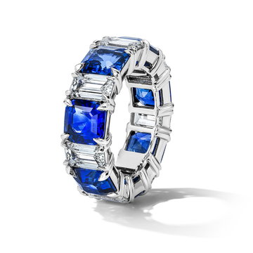Blue Sapphire (13.72tw) & Diamond (5.10tw) Eternity Band In Platinum