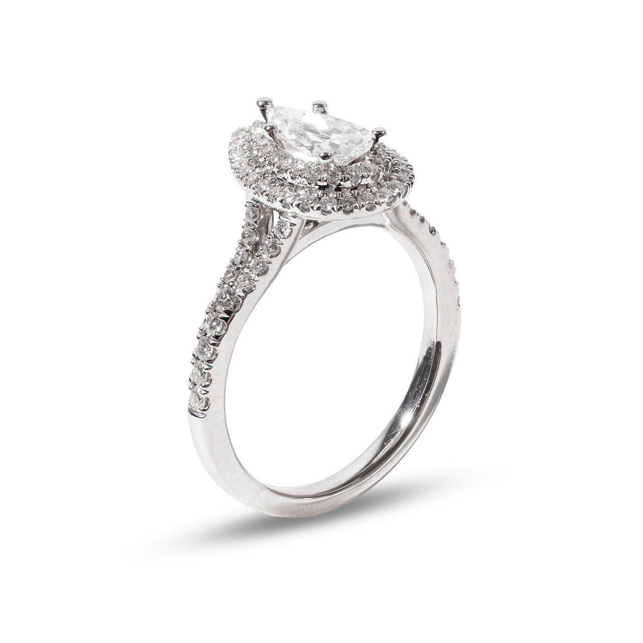Pear Double Halo Diamond Engagement Ring 1