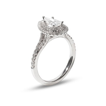 Pear Double Halo Diamond Engagement Ring In White Gold 14K