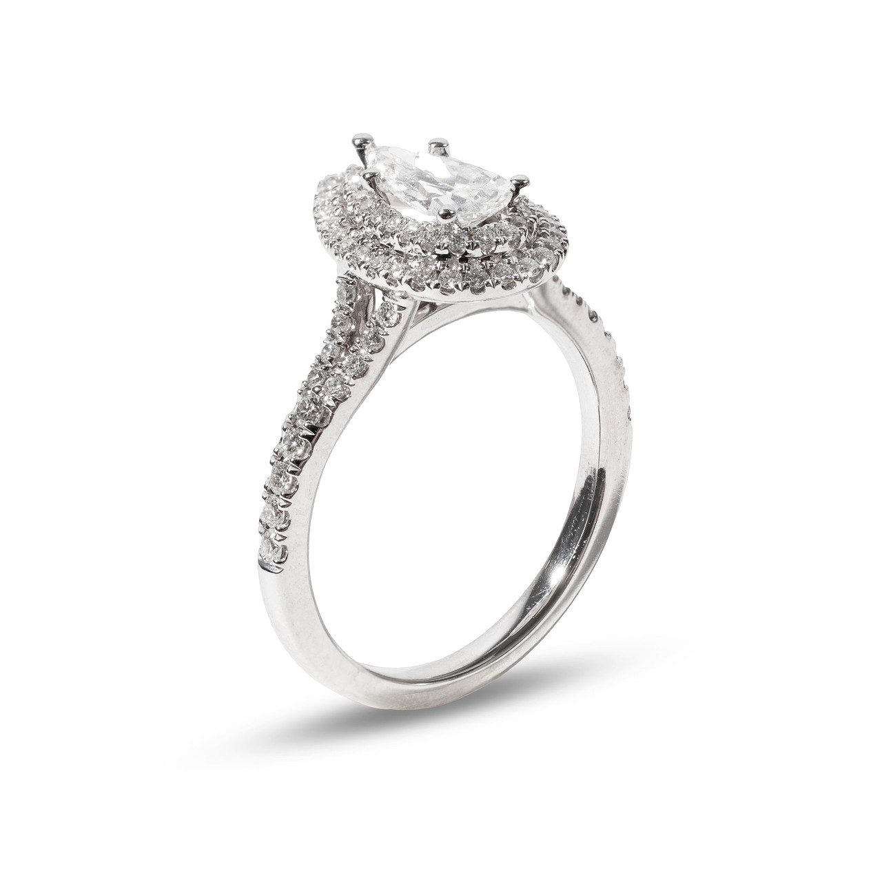 Pear Double Halo Diamond Engagement Ring 1