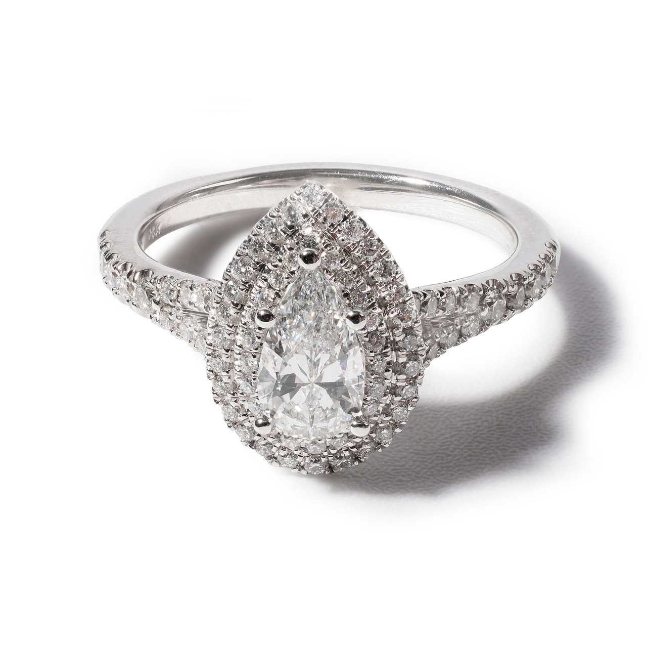 Pear Double Halo Diamond Engagement Ring 0