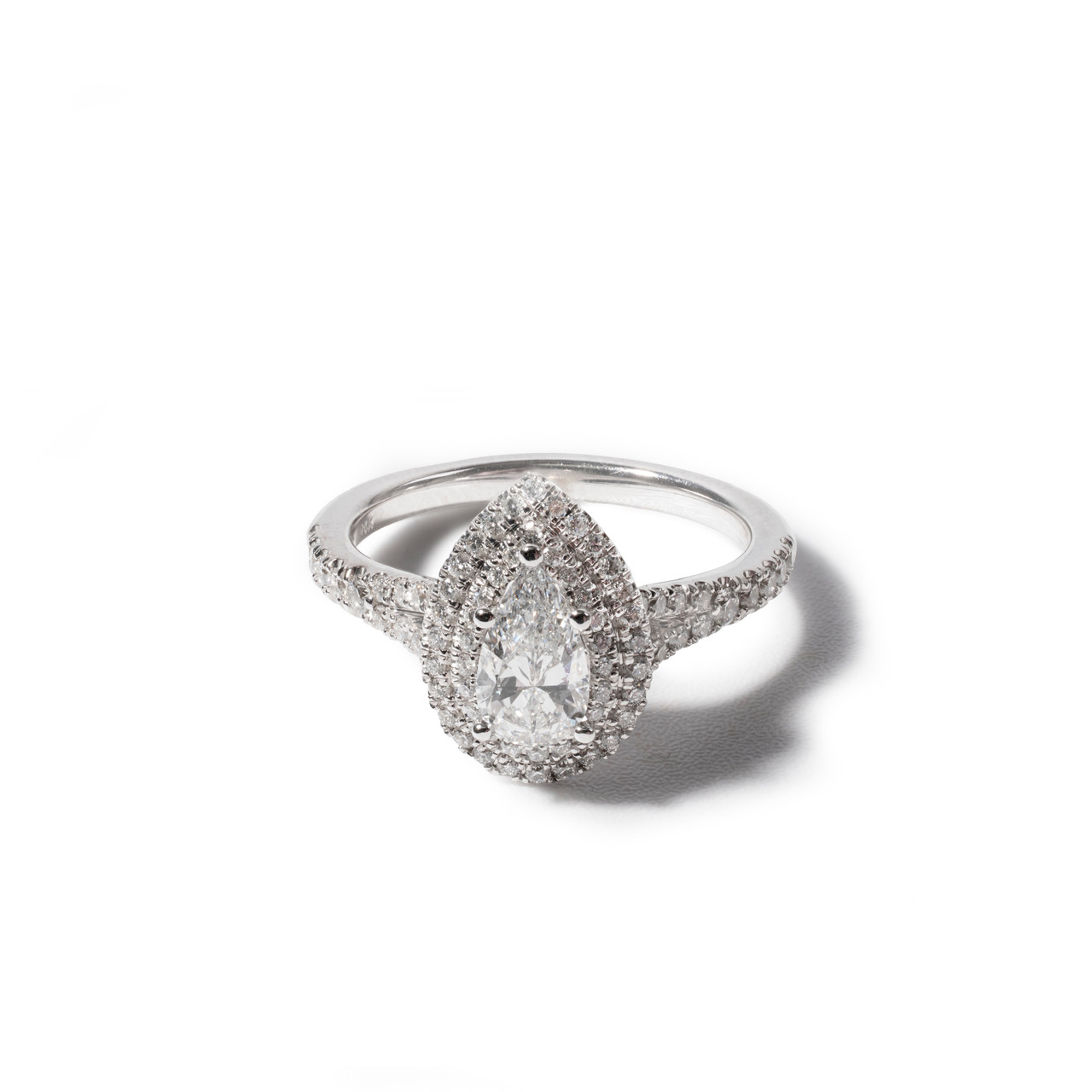 Pear Double Halo Diamond Engagement Ring