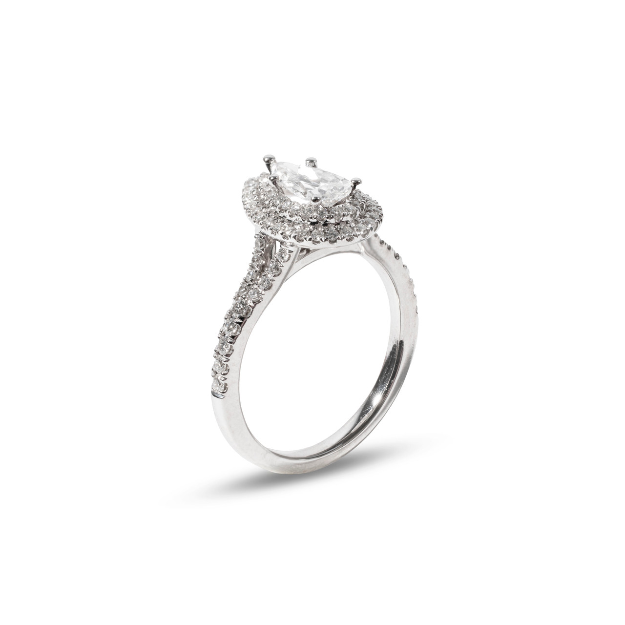 Pear Double Halo Diamond Engagement Ring