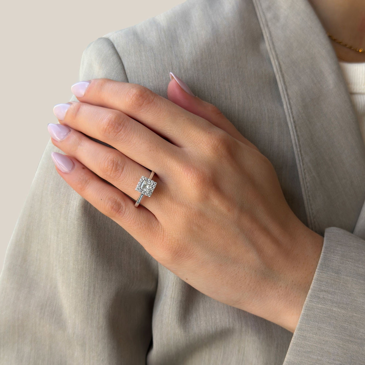 Princess Halo Diamond Engagement Ring 2