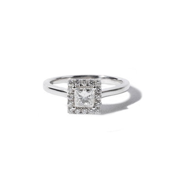 Princess Halo Diamond Engagement Ring In White Gold 14K